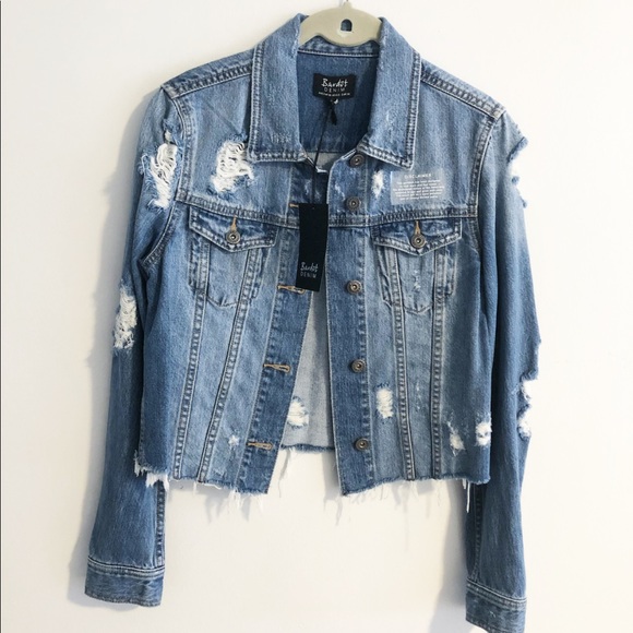 Bardot Jackets & Blazers - NEW Bardot Denim Distressed Blue Jacket Size 6